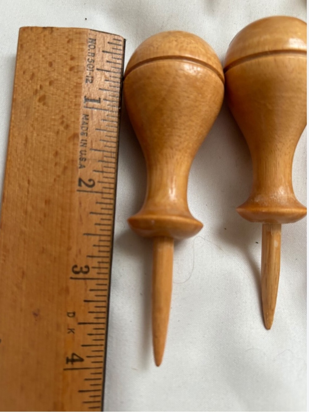 Vintage Wooden Corn Holders - Natural Light Brown